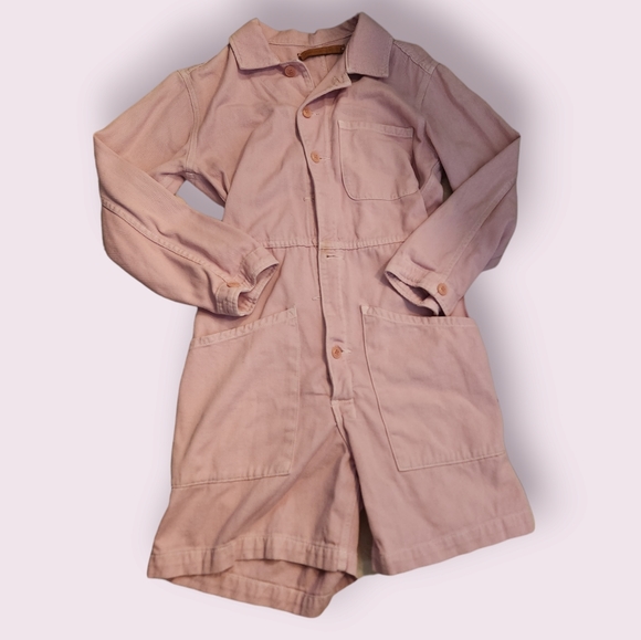 Bliss and Mischief Pink Denim Romper Jumpsuit - Picture 1 of 7